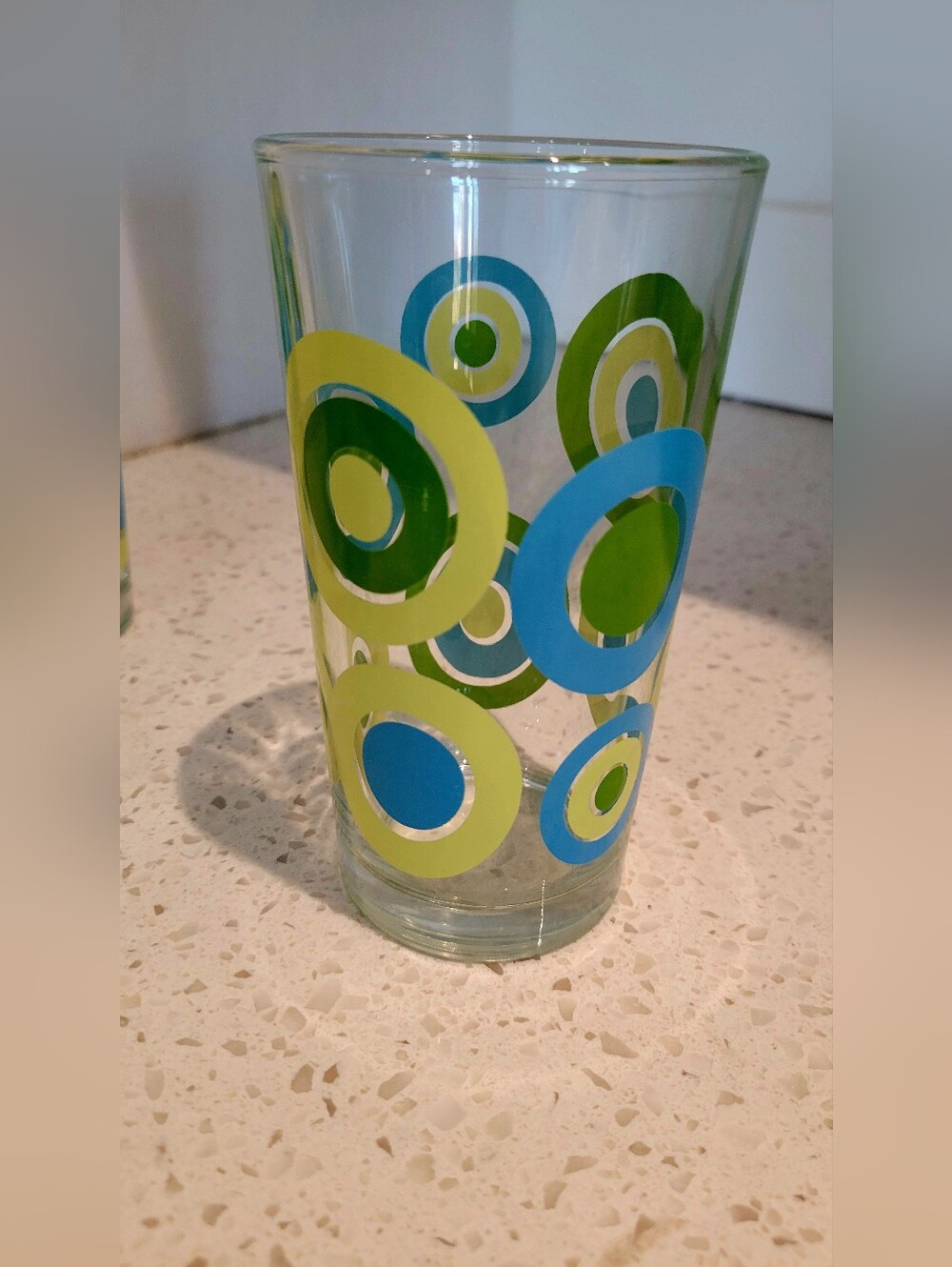 VTG MCM Libbey Circus Pattern Blue & Green 12oz Tumblers | Set Of 4 - Picture 2 of 5